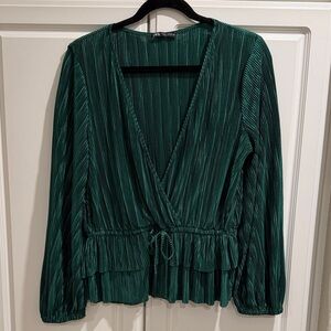 Zara Rolex Green Top Long Sleeves Size M